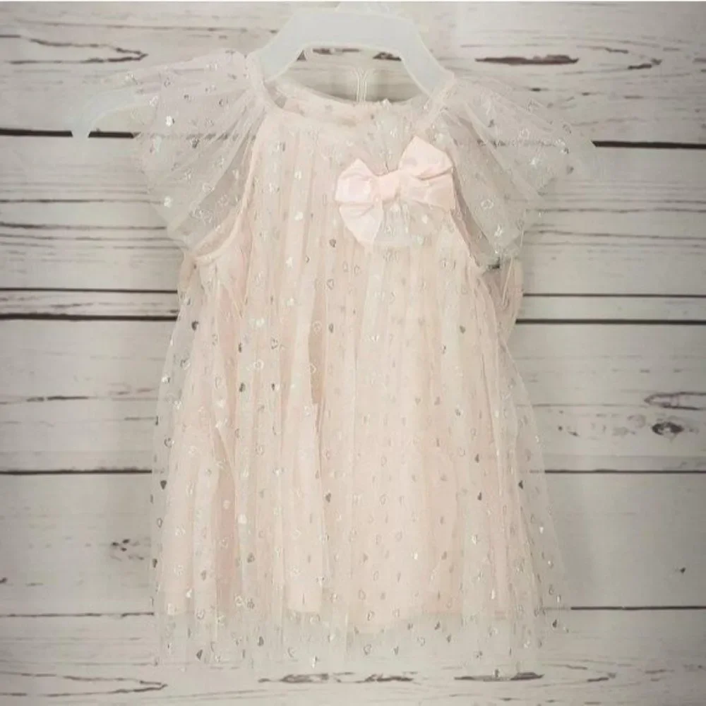 Little Lass Baby 0/3 Months Pink Hearts‎ Dress - Picture 2 of 8